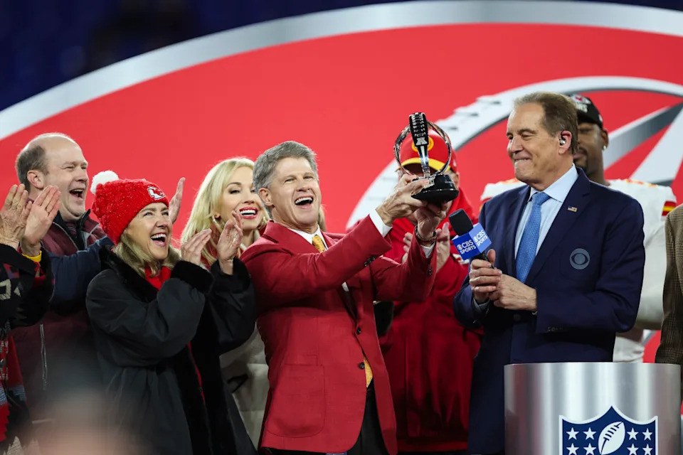 BALTIMORE, MD - JANUARY 28: Kansas City Chiefs owner Clark Hunt celebrates after the AFC Championship NFL football game between the Kansas City Chiefs and the Baltimore Ravens at M&T Bank Stadium on January 28, 2024 in Baltimore, Maryland. (Photo by Perry Knotts/Getty Images)Perry Knotts/Getty Images