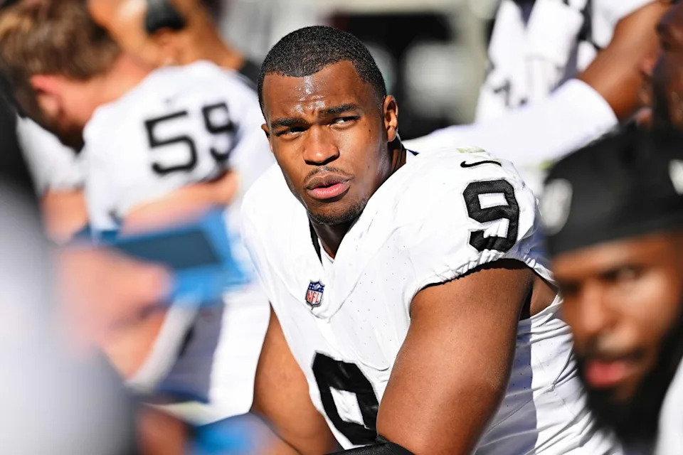 Las Vegas Raiders DE Tyree Wilson (9).Jamie Sabau-Imagn Images