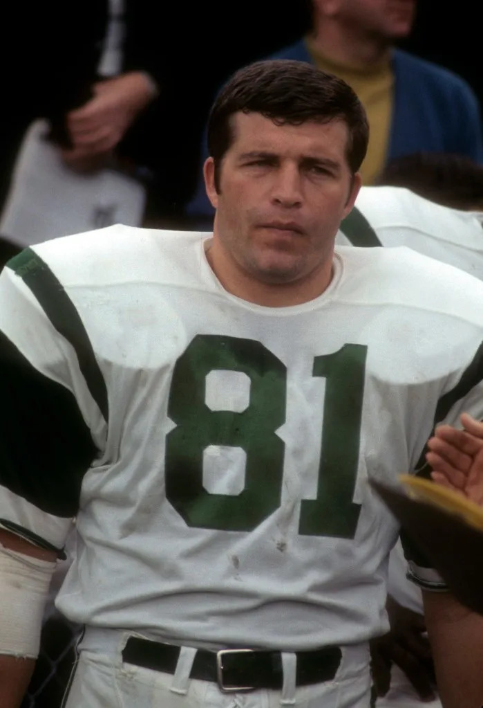 Gerry Philbin #81of the New York Jets looks on during player introduction before an AFL football game circa 1969. Getty Images