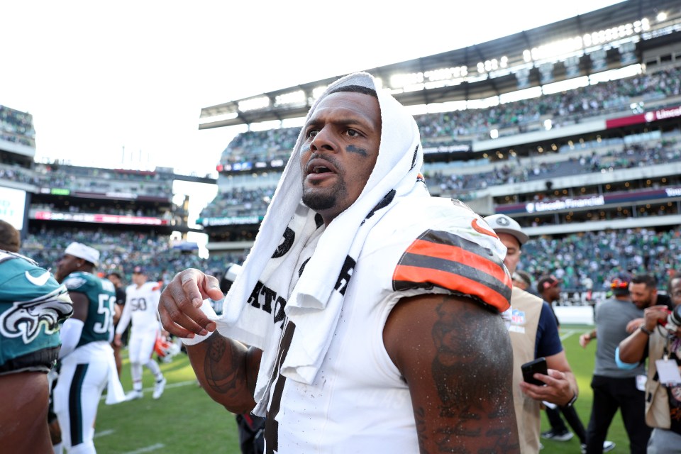 Deshaun Watson #4 of the Cleveland Browns looks on after a game.