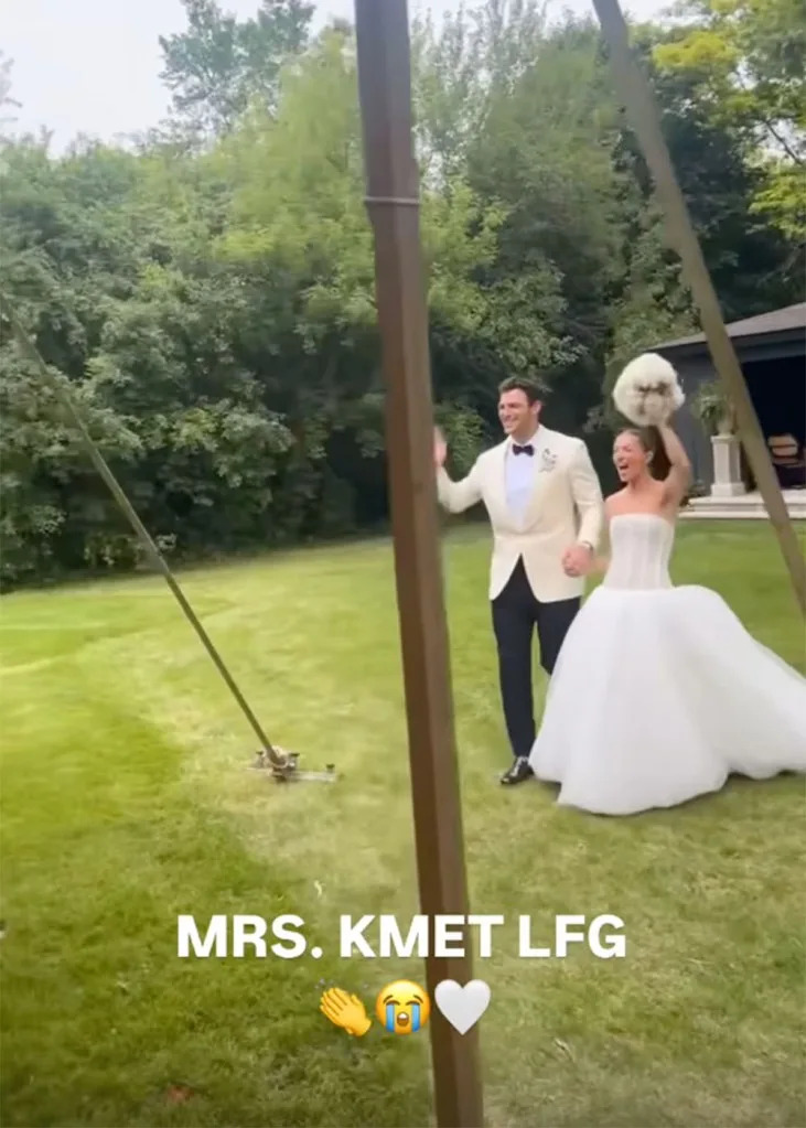 Chicago Bears tight end Cole Kmet and Emily Jarosz held their wedding reception in her parents’ backyard on Saturday, June 7, 2025. Instagram/Emily Jarosz
