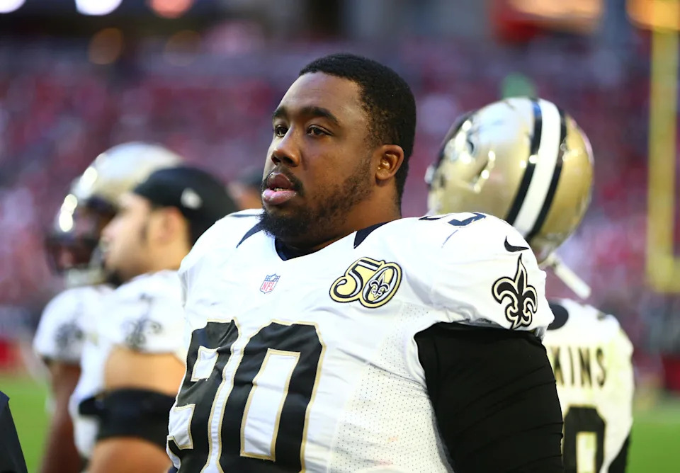 Dec 18, 2016; Glendale, AZ, USA; New Orleans Saints defensive tackle Nick Fairley (90) against the Arizona Cardinals at University of Phoenix Stadium. The Saints defeated the Cardinals 48-41. Mandatory Credit: Mark J. Rebilas-USA TODAY Sports