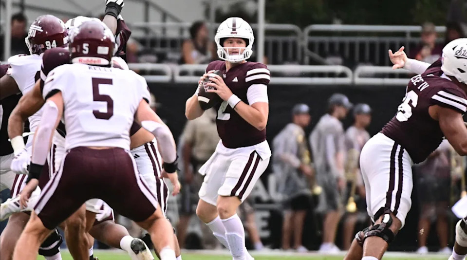 Mississippi State quarterbcak Blake ShapenMatt Bush/Imagn Images