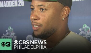 Eagles RB Saquon Barkley celebrates Madden 26 cover announcement with event at Geno's Steaks