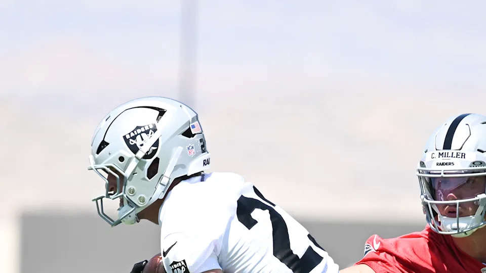 Las Vegas Raiders RB Dylan Laube.Candice Ward-Imagn Images