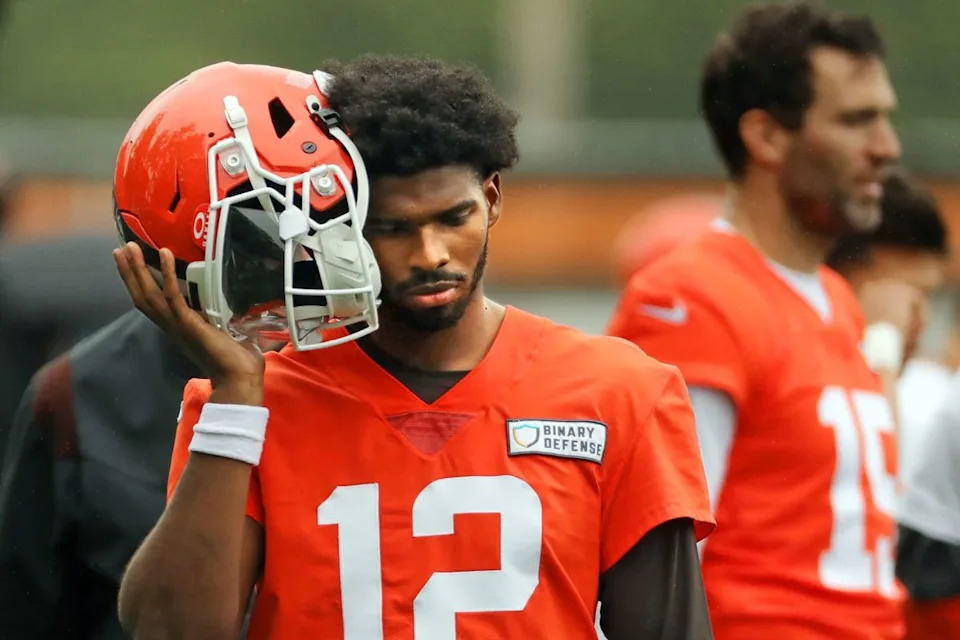 Cleveland Browns quarterback Shedeur Sanders (12).Jeff Lange &sol; USA TODAY NETWORK via Imagn Images