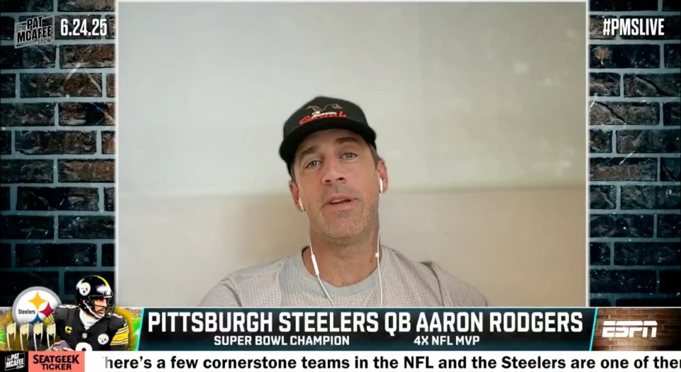 Screenshot of Aaron Rodgers on a sports show.