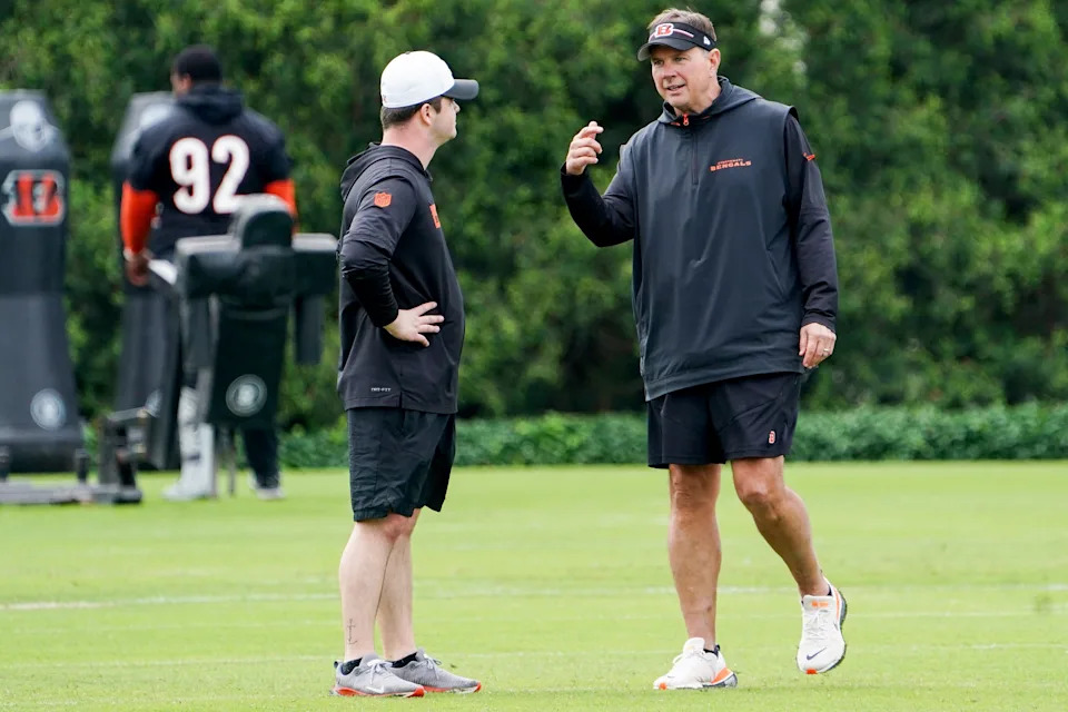 New Bengals defensive coordinator Al Golden, right, is upbeat about what his staff has accomplished so far this offseason. "The guys have exceeded expectations in terms of preparation and the staff has done a great job delivering the message," Golden said.