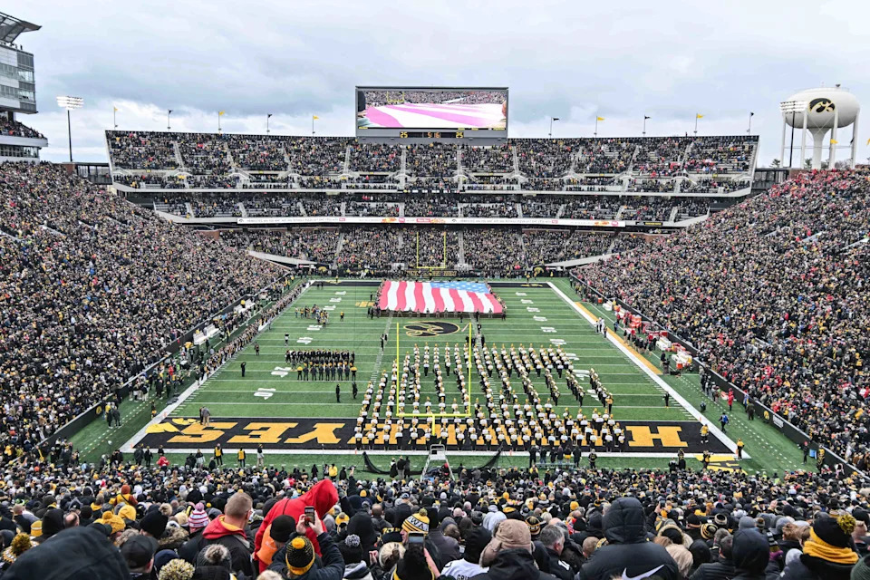 Nov 12, 2022; Iowa City, Iowa, USA; A general view of Kinnick Stadium before the game between the Iowa Hawkeyes and the Wisconsin Badgers. Mandatory Credit: Jeffrey Becker-USA TODAY Sports