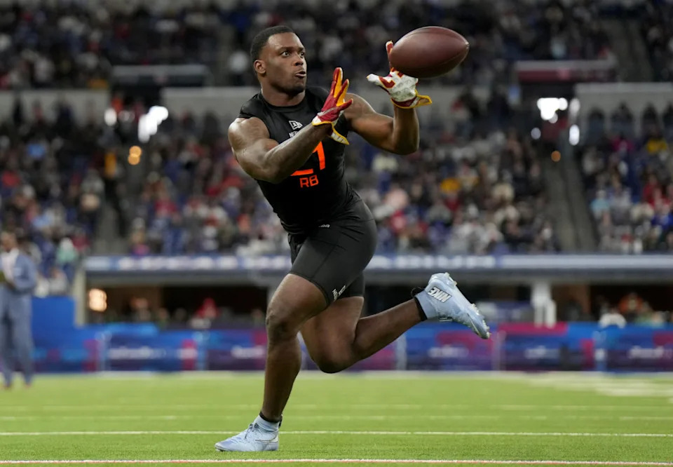 Southern California running back Woody Marks (RB21) during the 2025 NFL CombineKirby Lee-Imagn Images