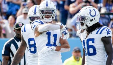 Where does Colts' receiving corps rank?