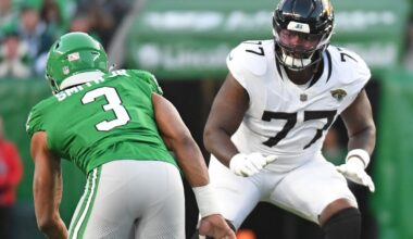 Who will start on Jacksonville Jaguars' offensive line in 2025?