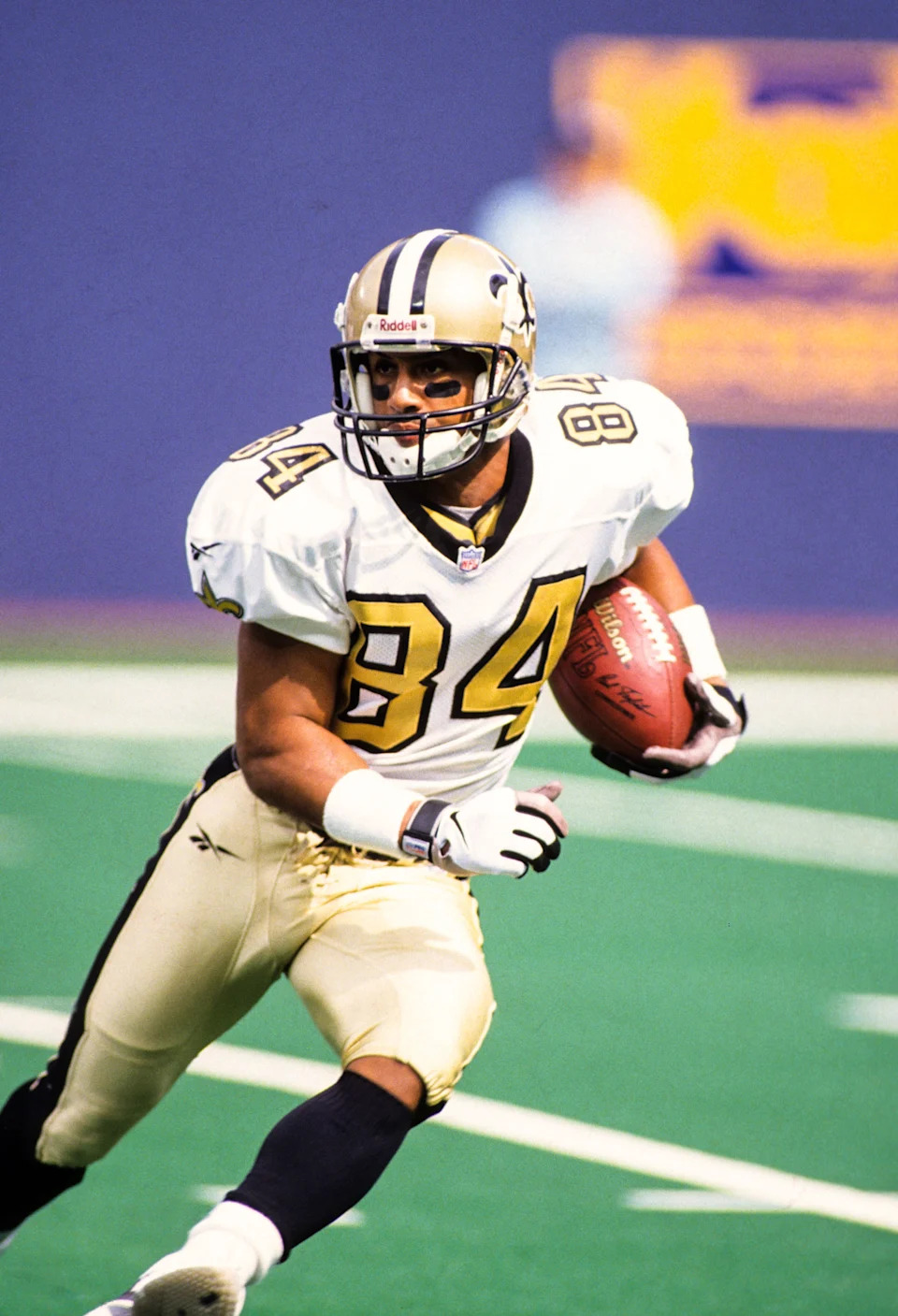 Sep 28, 1997; East Rutherford, NJ, USA; FILE PHOTO; New Orleans Saints kick returner Eric Guliford (84) in action against the New York Giants at Giants Stadium. Mandatory Credit: Lou Capozzola-USA TODAY NETWORK