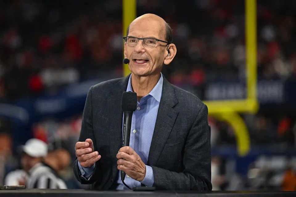 ATLANTA, GA DECEMBER 07: ESPN personality Paul Finebaum reacts prior to the start of the SEC Championship Game between the Texas Longhorns and the Georgia Bulldogs on December 7th, 2024 at Mercedes-Benz Stadium in Atlanta, GA. (Photo by Rich von Biberstein/Icon Sportswire via Getty Images)Icon Sportswire/Getty Images