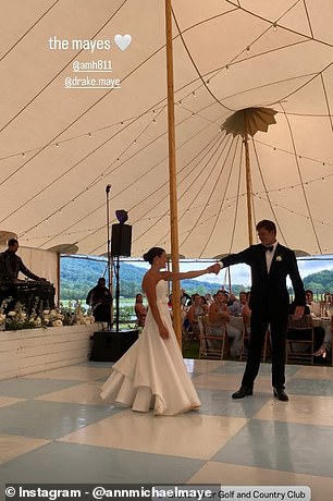 The 22-year-old whisked his new bride to the dancefloor as they celebrated saying 'I do'