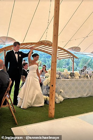 The happy couple hosted their ceremony at the exclusive Grandfather Golf and Country Club