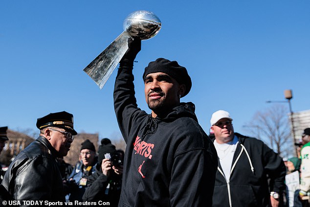 Hurts led the Eagles to a crushing 40-22 victory over the Kansas City Chiefs in February