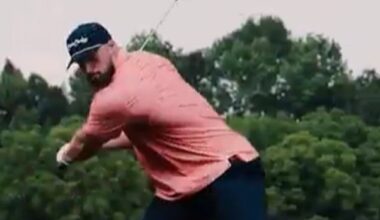 Cleveland Browns star Brenden Bates attempted to reenact the iconic Happy Gilmore golf shot