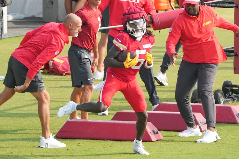 Kansas City Chiefs wide receiver Marquise “Hollywood” Brown (5) runs drills during training camp.Denny Medley-USA TODAY Sports via Imagn Images