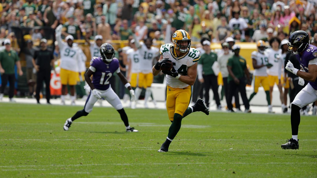FILE - Green Bay Packers linebacker Kristian Welch during a preseason NFL football game against the Baltimore Ravens in Green Bay, Wis., Aug. 24, 2024. (AP Photo/Mike Roemer, File)