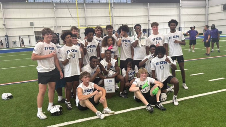 For the second year in a row, Brownsburg is the champ of the Indianapolis Colts Nike 11-On 7-on-7 passing tournament and Lineman Challenge.