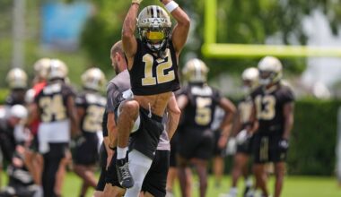 Saints receiver Chris Olave brushes off concussion concerns and laughs off trade talk
