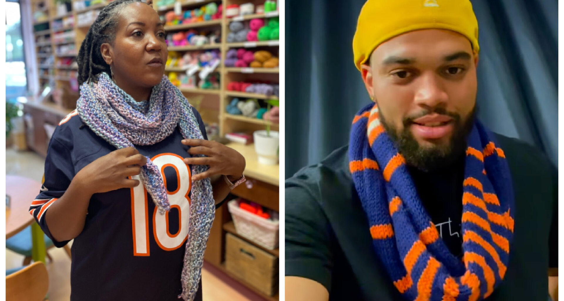 Caleb Williams Says His New Bears Scarf From Beverly Knit Shop Miss Purl Is 'Pretty Fire'