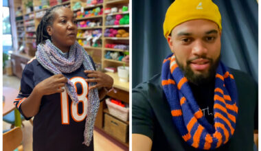 Caleb Williams Says His New Bears Scarf From Beverly Knit Shop Miss Purl Is 'Pretty Fire'