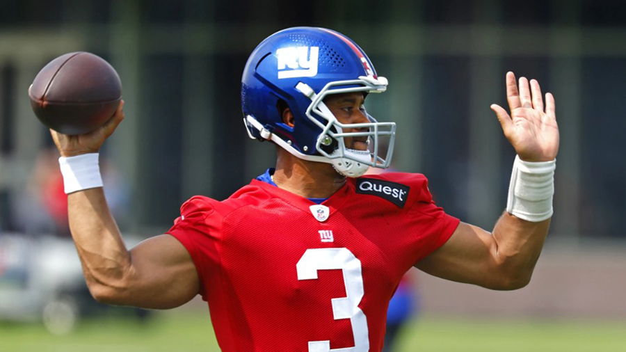 Former Seattle Seahawks New York Giants QB Russell Wilson 2025 OTAs...