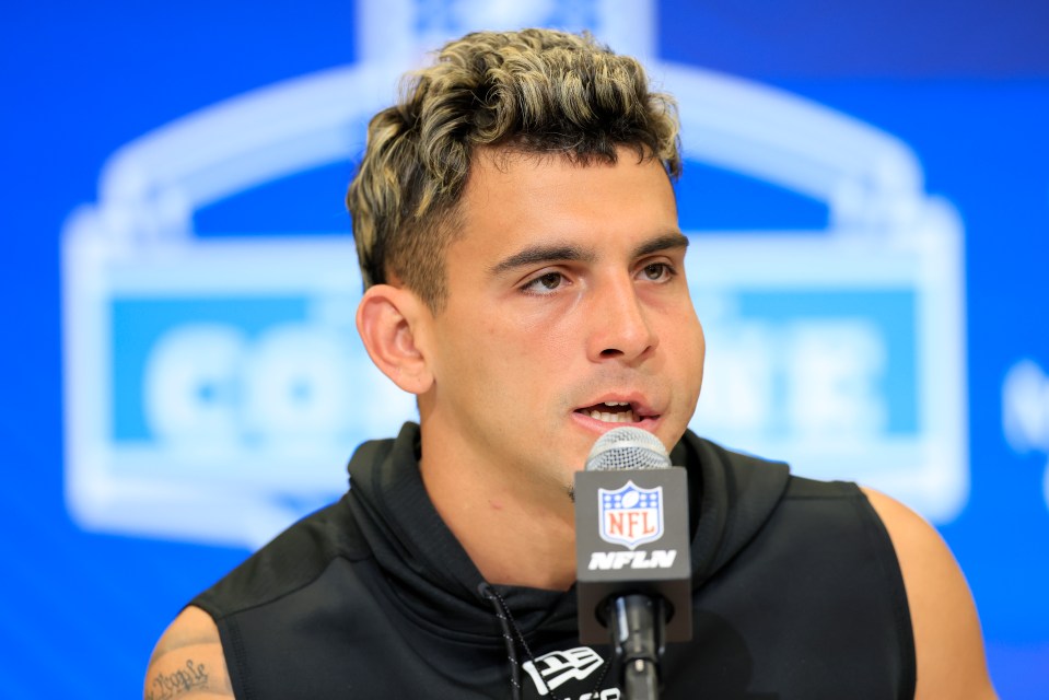 INDIANAPOLIS, INDIANA - FEBRUARY 28: Xavier Restrepo #WO37 of Miami-FL speaks to the media during the NFL Combine at Lucas Oil Stadium on February 28, 2025 in Indianapolis, Indiana. (Photo by Justin Casterline/Getty Images)