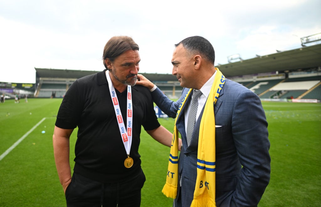 Daniel Farke and Paraag Marathe embrace.