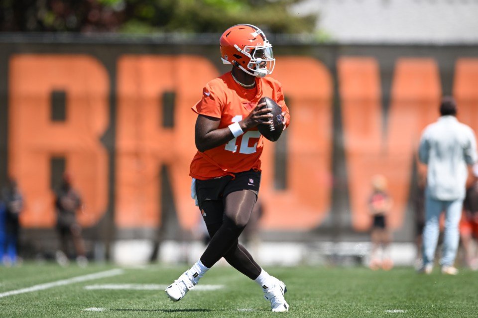 BEREA, OHIO - MAY 10: Shedeur Sanders #12 of the Cleveland Browns runs a drill during rookie mini camp at CrossCountry Mortgage Campus on May 10, 2025 in Berea, Ohio. (Photo by Nick Cammett/Diamond Images via Getty Images)