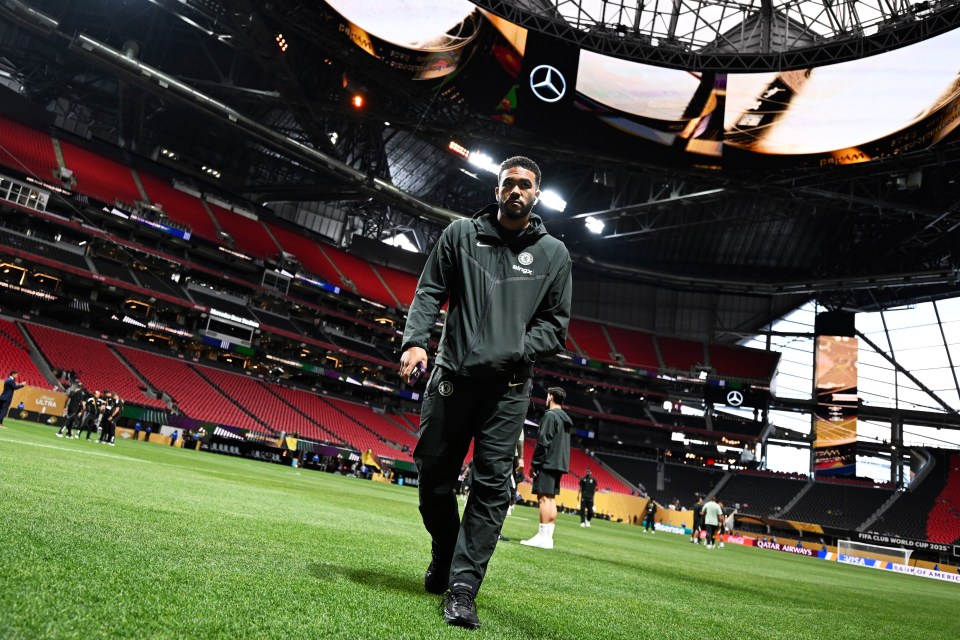 ATLANTA, GEORGIA - JUNE 16: Reece James #24 of Chelsea FC inspects the pitch prior to the FIFA Club World Cup 2025 group D match between Chelsea FC and Los Angeles Football Club at Mercedes-Benz Stadium on June 16, 2025 in Atlanta, Georgia. (Photo by Darren Walsh/Chelsea FC via Getty Images)