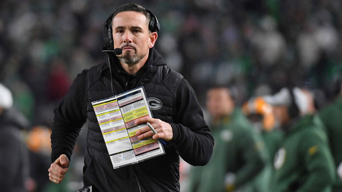 Green Bay Packers head coach Matt LaFleur against the Philadelphia Eagles in an NFC wild card game at Lincoln Financial Field.