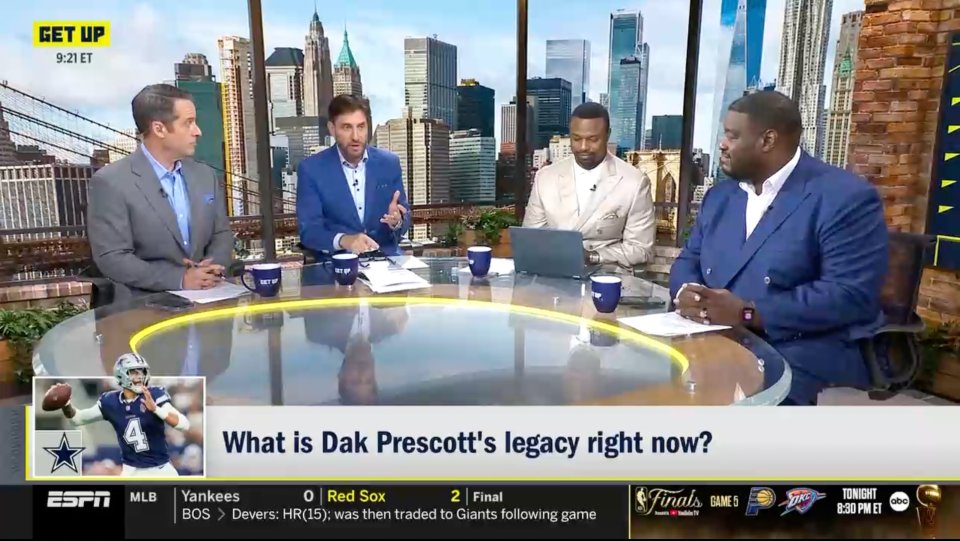 ESPN's Get Up panel discussing Dak Prescott's legacy.