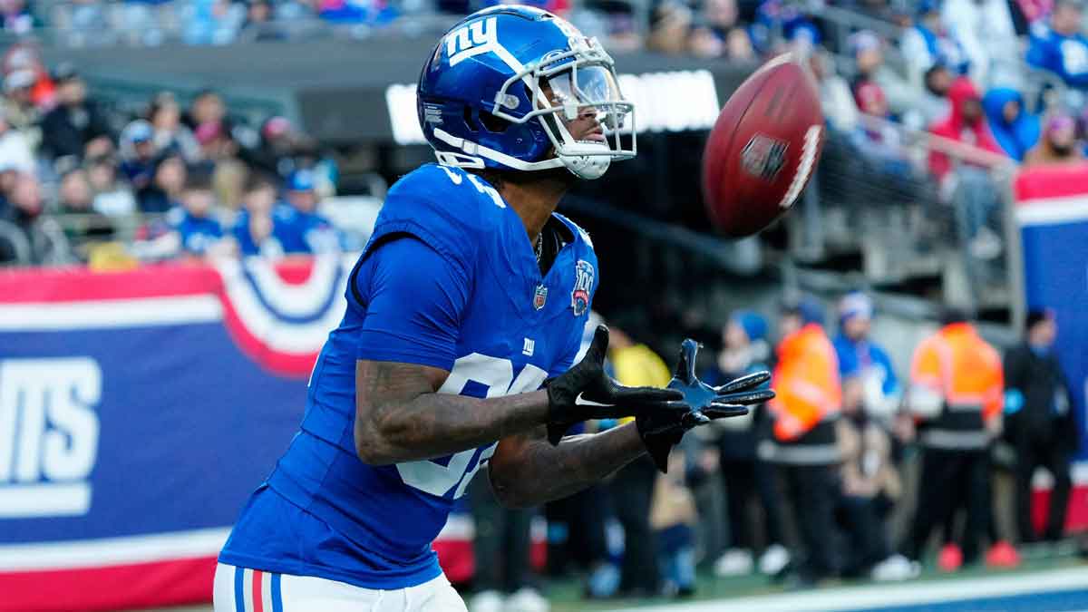 New York Giants wide receiver Ihmir Smith-Marsette (87) gets ready to catch a punt, Sunday, December 8, 2024.