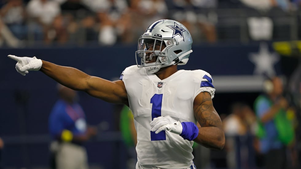 Dallas Cowboys cornerback Kelvin Joseph (1) reacts during an NFL football game against the...