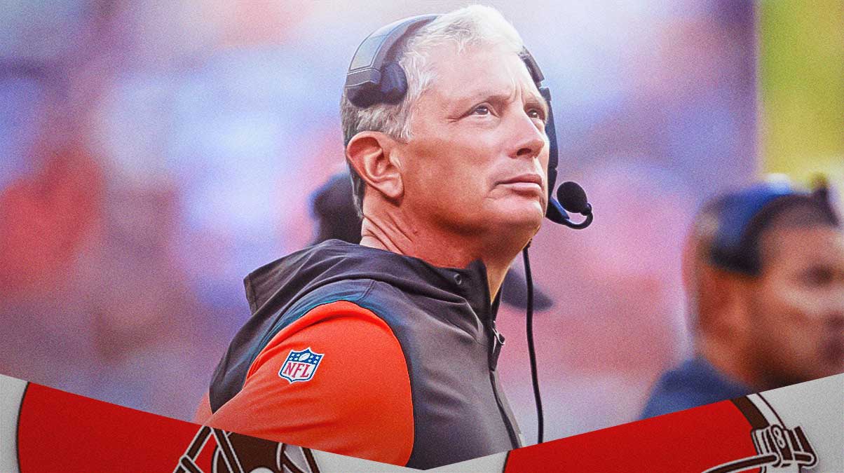 Cleveland Browns defensive coordinator Jim Schwartz looking unhappy as the Browns defense has been bad this season despite myles garrett's efforts.