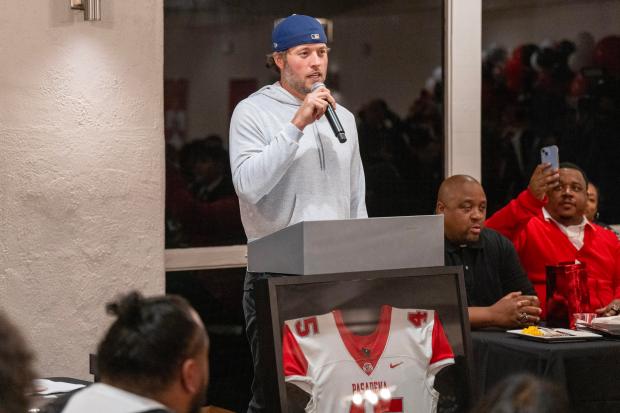 Rams quarterback Matthew Stafford makes the surprise announcement that he...