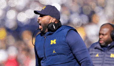Michigan Wolverines football head coach Sherrone Moore led his team to a 13-10 win over Ohio State Nov. 30, 2024. (Photo by Lon Horwedel / TheWolverine.com)
