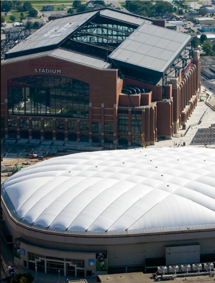 The RCA stood in the shadow of the new Lucas Oil Stadium for a short time