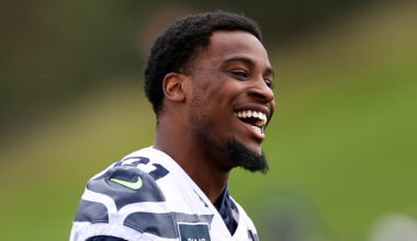 Seattle Seahawks Devon Witherspoon smiles 2024 June OTA practice...