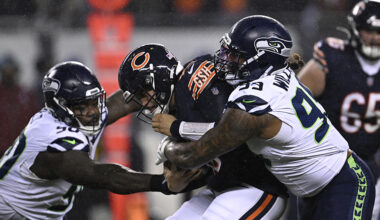 Seattle Seahawks Leonard Williams sack Chicago Bears Caleb Williams December 2024...