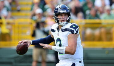 Seattle Seahawks QB Drew Lock 2023 preseason game Green Bay Packers...