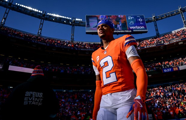 Pat Surtain II (2) of the Denver Broncos walks on the field before the first quarter against the Kansas City Chiefs at Empower Field at Mile High on Sunday, Jan. 5, 2025. (Photo by AAron Ontiveroz/The Denver Post)