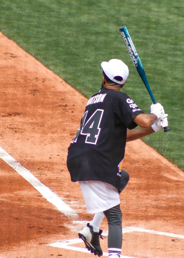 The fourth annual Devonta Smith Celebrity Softball Game takes place Saturday, June 28, 2025, at Coca-Cola Park in Allentown. The event features players from the Philadelphia Eagles competing in a home-run derby and a softball game. (Oliver Lois Economidis/The Morning Call)