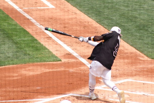 The fourth annual Devonta Smith Celebrity Softball Game takes place Saturday, June 28, 2025, at Coca-Cola Park in Allentown. The event features players from the Philadelphia Eagles competing in a home-run derby and a softball game. (Oliver Lois Economidis/The Morning Call)