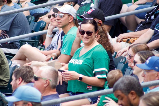 Eagles fans pack Coca-Cola Park on Saturday, June 28, 2025, in Allentown during the fourth annual Devonta Smith Celebrity Softball Game. The event featured players from the Philadelphia Eagles competing in a home-run derby and a softball game. (Oliver Lois Economidis/The Morning Call)