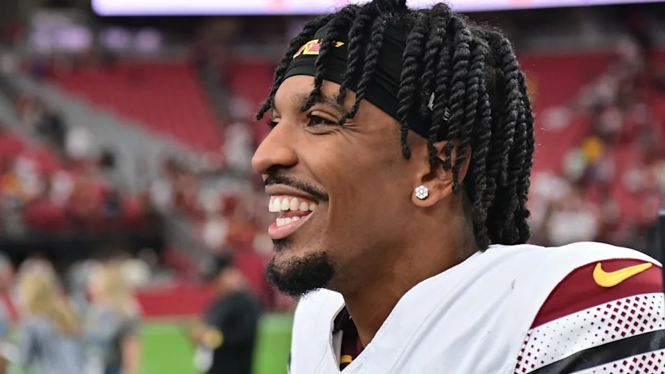 Washington Commanders quarterback Jayden Daniels (5).Matt Kartozian/Imagn Images