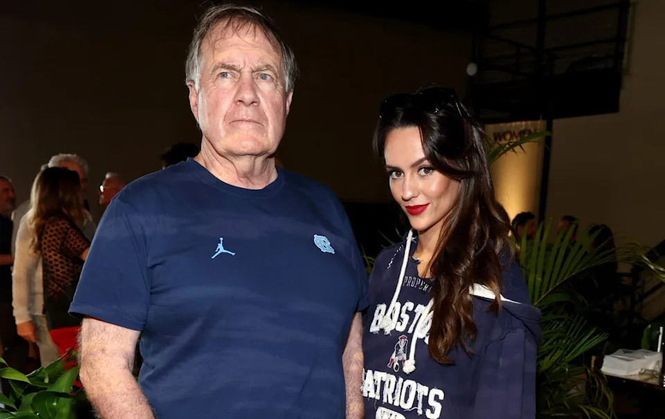 Former New England Patriots head coach Bill Belichick (left) and Jordon Hudson (right) attend Michael Rubin's 2025 Fanatics Super Bowl Party at The Sugar Mill on February 8, 2025 in New Orleans, Louisiana